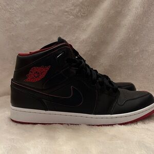 Jordan Black and Red Mid-Top Sneakers